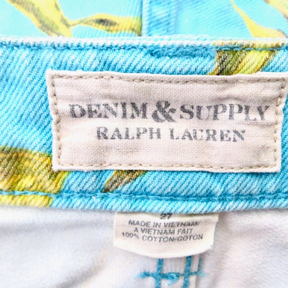 Denim & Supply Ralph Lauren Tropical Print Mini Denim Jean Shorts Blue SZ 27 - Picture 5 of 6